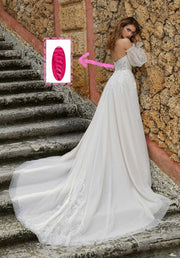 Beaded lace applique tulle A-line bridal gown, photo 5.