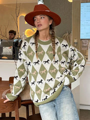 Contrast patchwork knit sweater with a round neck, photo 2