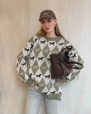Contrast patchwork knit sweater with a round neck, photo 4