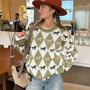 Contrast patchwork knit sweater with a round neck, photo 5