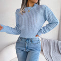 Cropped Ribbed Knit Top With Lantern Sleeves
