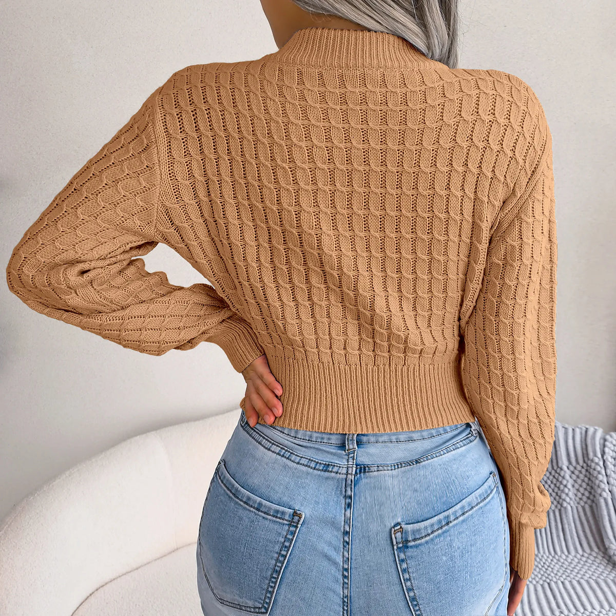 Ribbed knit top in heavyweight acrylic, cut slim through the body, product photo 3