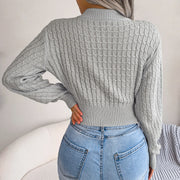Cropped knit top with long lantern sleeves, product photo 4