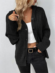 Loose fit cardigan coat in medium-weight polyester knit, product photo 3