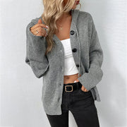 Loose hooded knit cardigan coat with long sleeves, final product photo 9