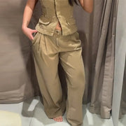 Khaki cargo cami and wide leg pants set, product photo 10