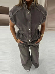 Khaki cargo cami and wide leg pants set, product photo 6