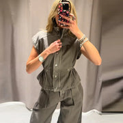 Khaki cargo cami and wide leg pants set, product photo 7