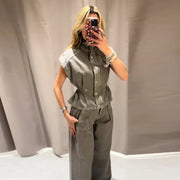 Khaki cargo cami and wide leg pants set, product photo 8