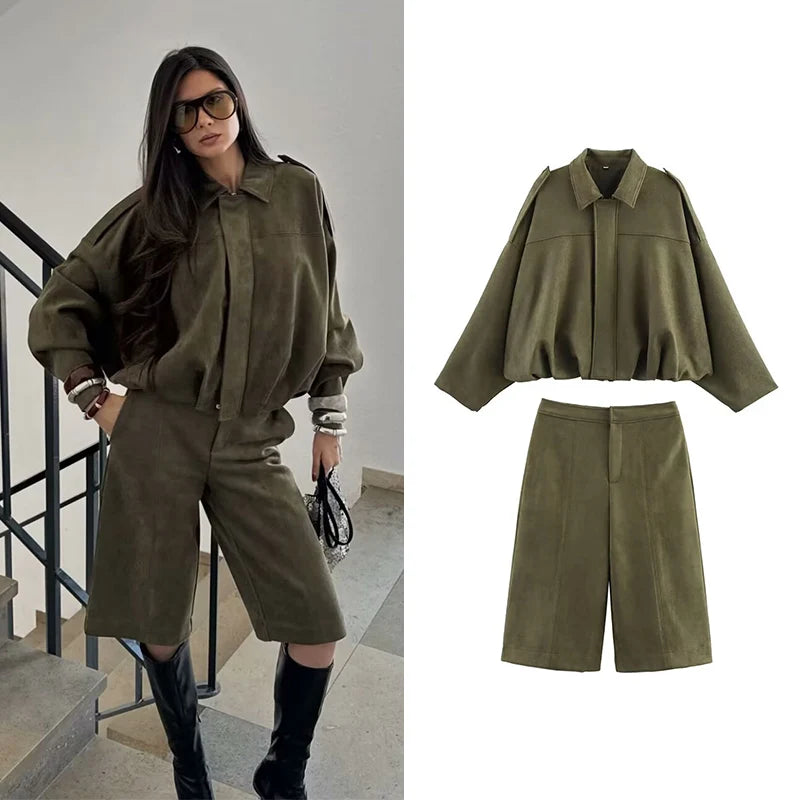 Long sleeve zip jacket styled with the matching shorts, which are sold separately