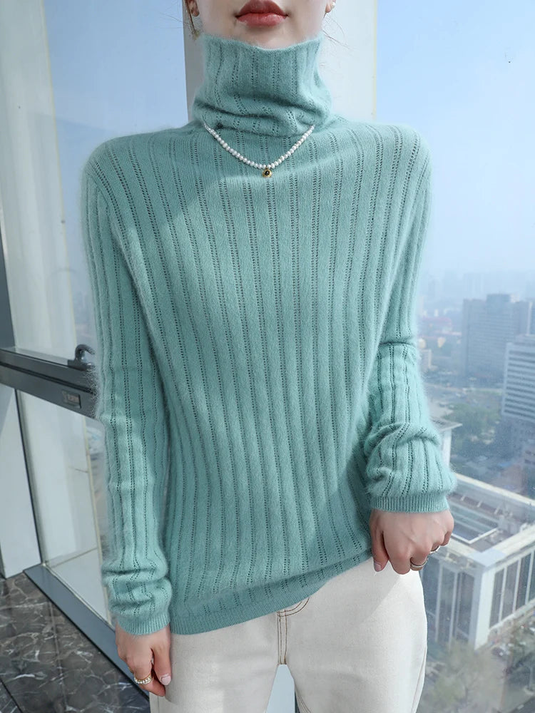 Loose fit turtleneck sweater with a turtleneck collar and no closure, product photo 4