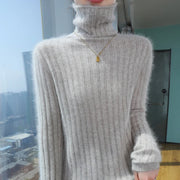 Fine knit turtleneck sweater in a solid color with a regular body length, product photo 5