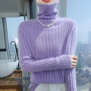 Loose turtleneck sweater shown for fall and winter layering, product photo 6