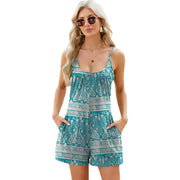 Loose fit printed wide leg romper with pockets, photo 4