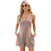 Loose fit printed wide leg romper with pockets, photo 5