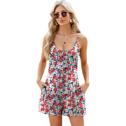 Loose fit printed wide leg romper with pockets, photo 7
