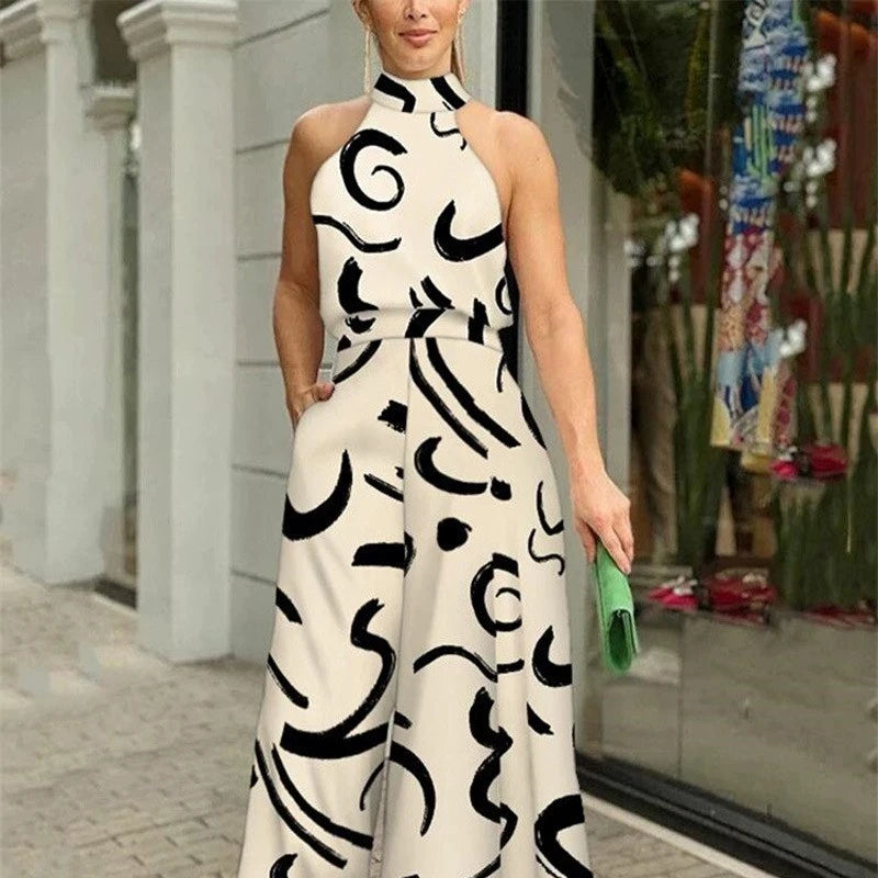 Printed halter neck wide leg jumpsuit, photo 11