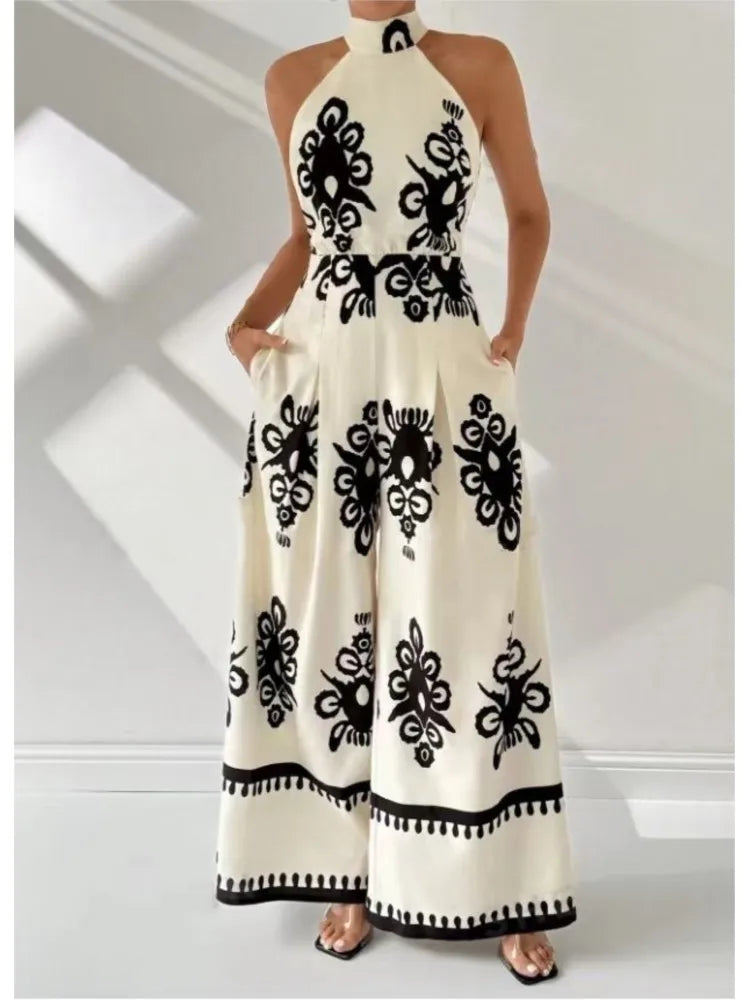 Printed halter neck wide leg jumpsuit, photo 2