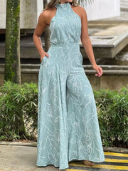 Printed halter neck wide leg jumpsuit, photo 5
