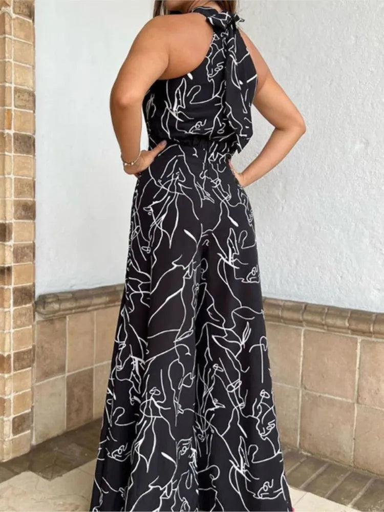 Printed halter neck wide leg jumpsuit, photo 6