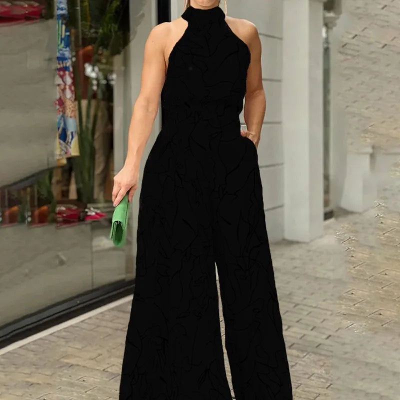 Printed halter neck wide leg jumpsuit, photo 8