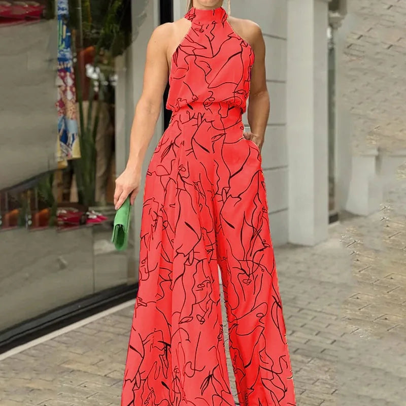Printed halter neck wide leg jumpsuit, photo 9