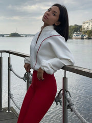 Slim fit stretch knit jumpsuit with long sleeves, photo 5