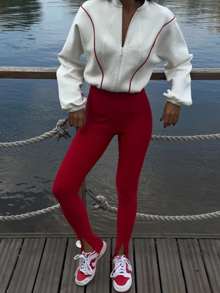 Slim fit stretch knit jumpsuit with long sleeves, photo 6