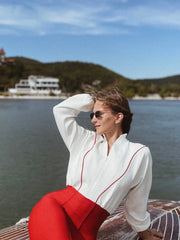 Slim fit stretch knit jumpsuit with long sleeves, photo 7