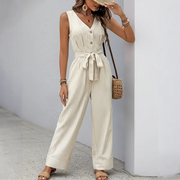 Striped V-neck sleeveless jumpsuit, photo 7