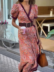 V-neck printed maxi dress with short sleeves, product photo 3