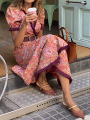 V-neck printed maxi dress with short sleeves, product photo 5
