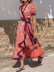 V-neck printed maxi dress with short sleeves, product photo 6