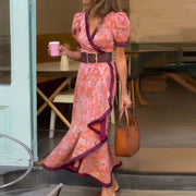 V-neck printed maxi dress with short sleeves, product photo 7
